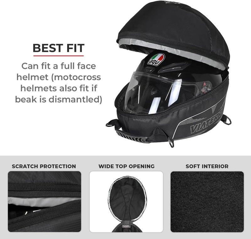 ViaTerra Motorcycle Riding Helmet Bag I Avoid Scratches & Dirt on Helmet Visor I for Safe Carry & Storage of Motorcycle Accessories I Soft Fleece Lined with Foam Padding - Image 3